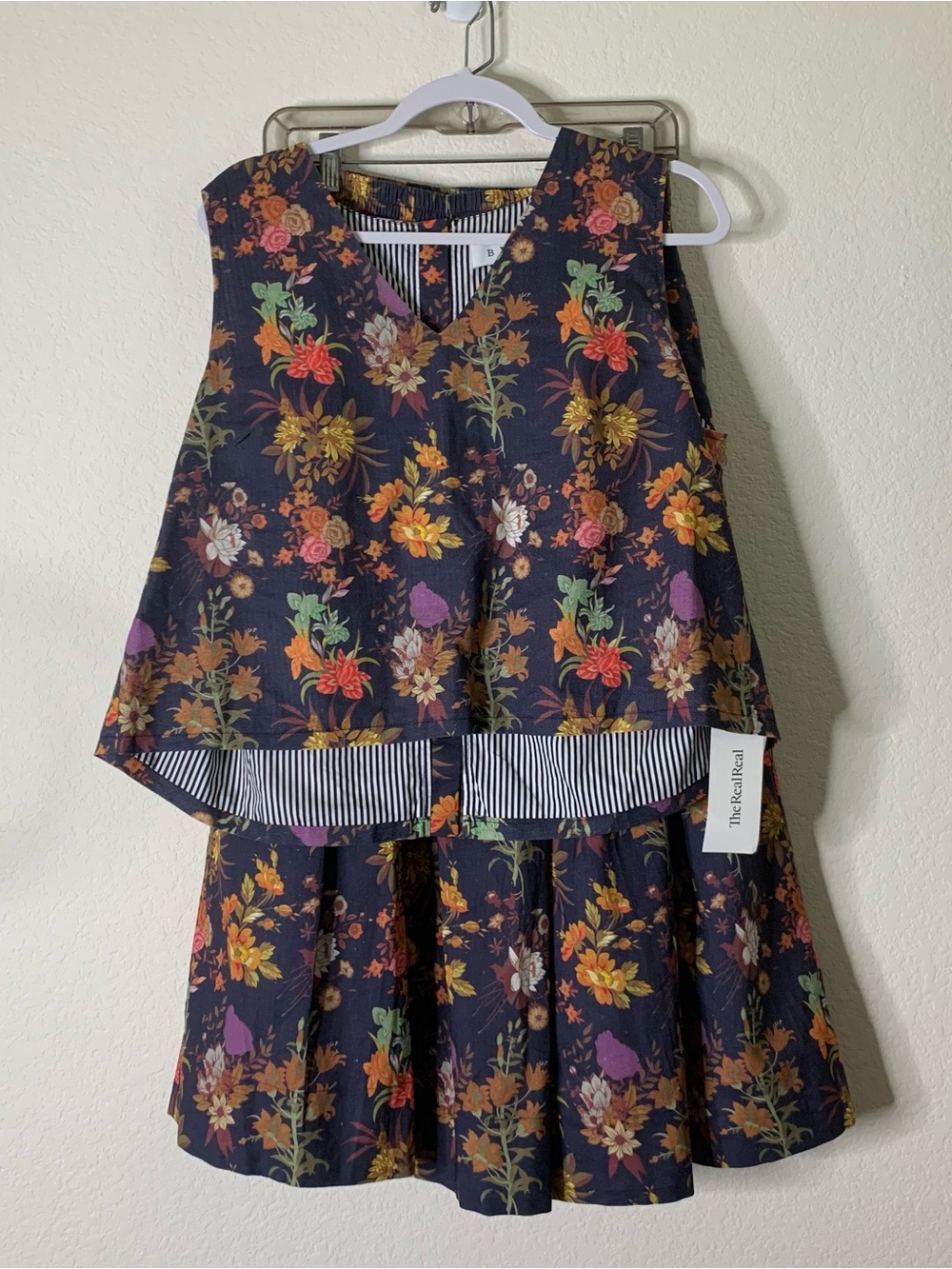 BURU Floral Cotton Blouse/ maxi skirt Set L